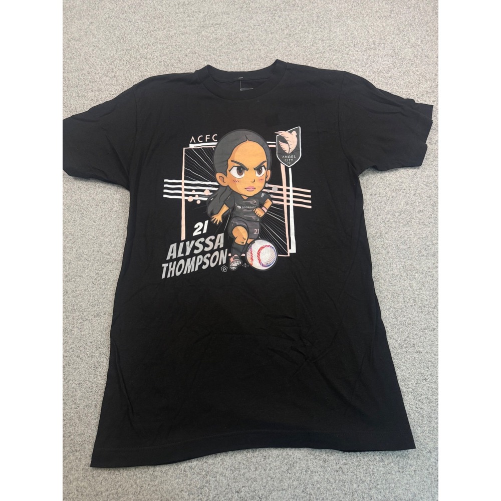 Angel City FC Alyssa Thompson Chibi Graphic T-Shirt Black Stadium Essentials M